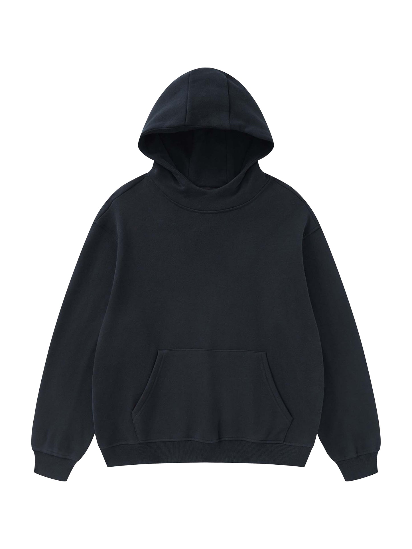 High Neck Insulated FOG Solid Color Fleece Hoodie - 385 GSM